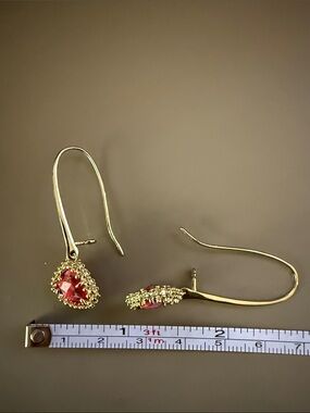 Kendra Scott Gold-Tone Drop Earrings with Red Crystal Centers